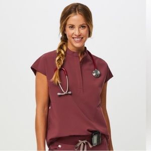 Figs Rafaela top XXS Dark Cherry